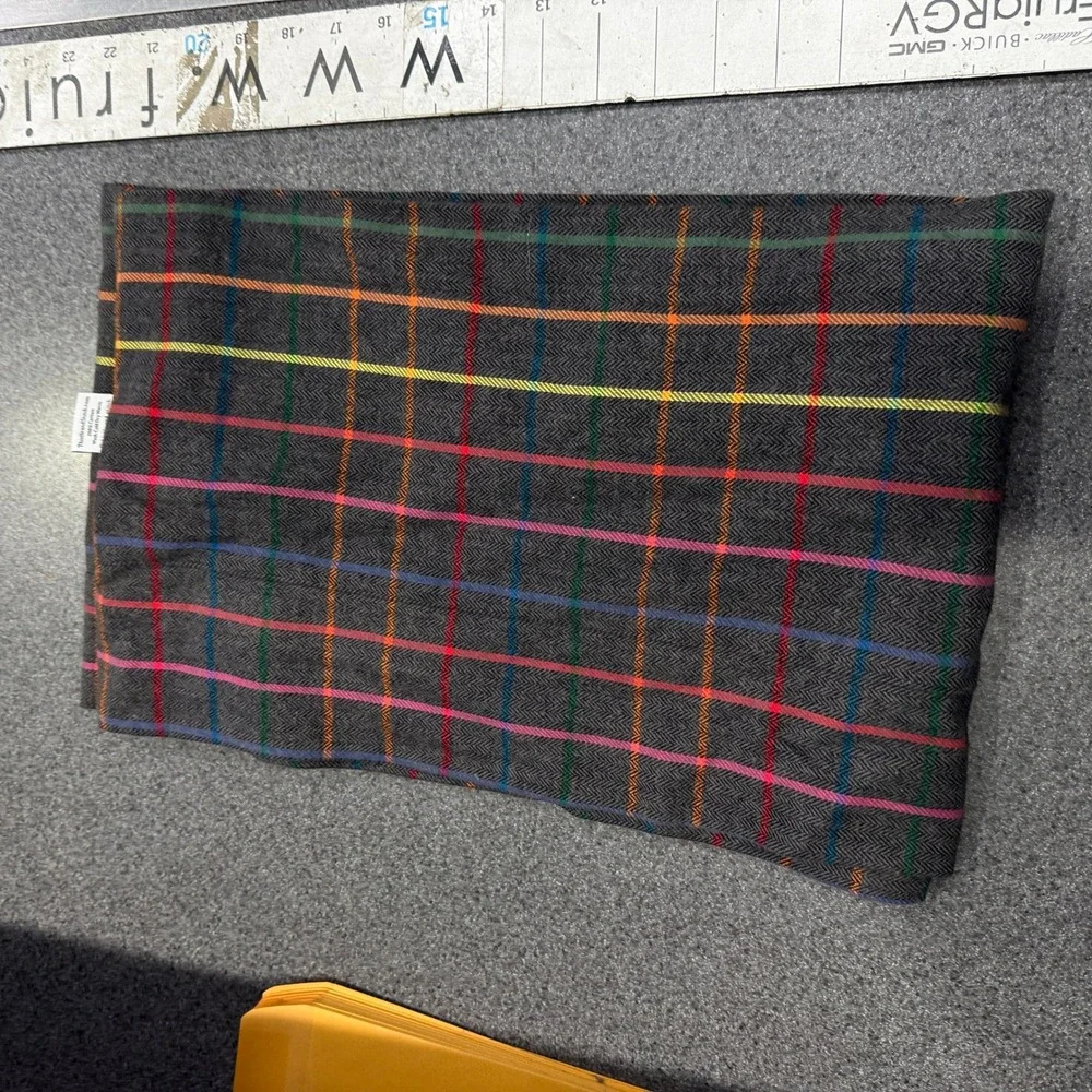 Thistle & Stitch Scarf Unisex OS Grey Rainbow Plaid Herringbone Cotton Excellent